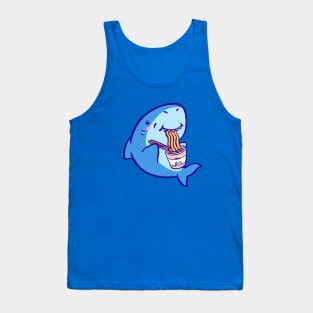 A cute shark eating ramen with chopsticks Tank Top